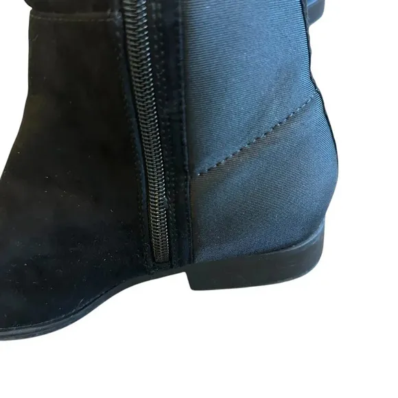 Stuart Weitzman 50/50 Shearling Black Dark Gray Boots Heart Suede Size 4 Girls