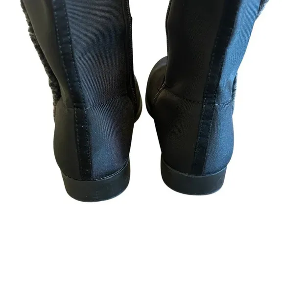Stuart Weitzman 50/50 Shearling Black Dark Gray Boots Heart Suede Size 4 Girls
