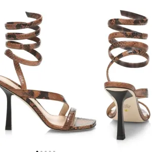 STUART WEITZMAN Beatrix 100 wrap high heel sandal cappuccino brown snakeskin sz8