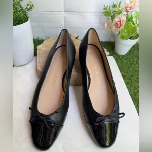 Stuart Weitzman Black Ballet ballerina FlatsSleek Mixed Leather Bow size 7.5