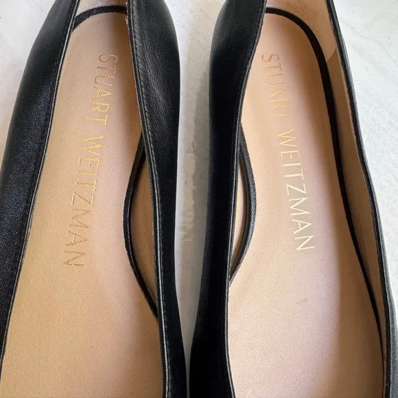 Stuart Weitzman Black Ballet ballerina FlatsSleek Mixed Leather Bow size 7.5