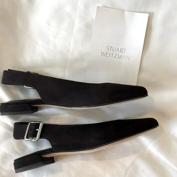 STUART WEITZMAN BROWN SUEDE SLINGBACK FLATS.  NEW