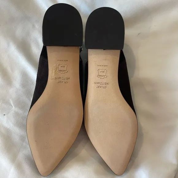 STUART WEITZMAN BROWN SUEDE SLINGBACK FLATS.  NEW