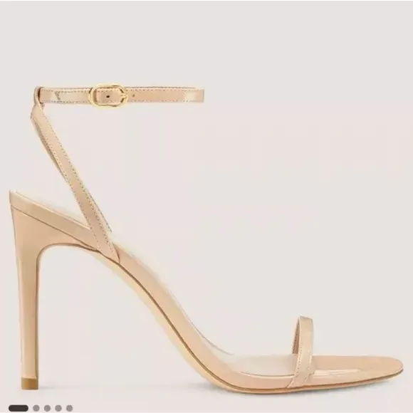 STUART WEITZMAN DANCER 95 SANDALS HEELS NUDE PATENT LEATHER SHOES 9.5