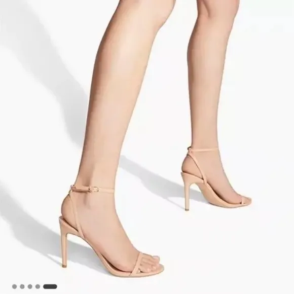 STUART WEITZMAN DANCER 95 SANDALS HEELS NUDE PATENT LEATHER SHOES 9.5