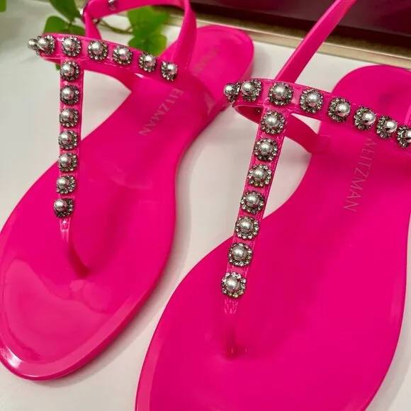 Stuart Weitzman Goldie Jelly Sandal in  Pink Size 8