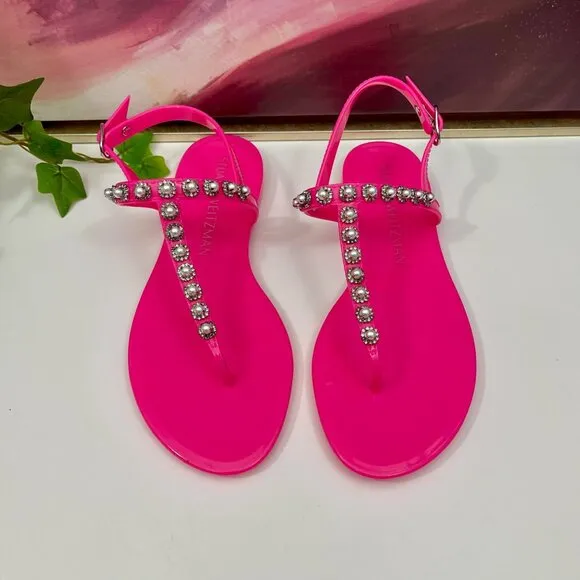 Stuart Weitzman Goldie Jelly Sandal in  Pink Size 8