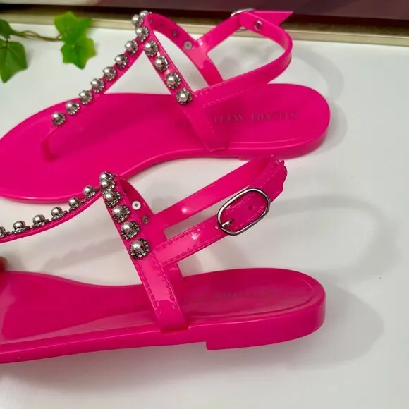Stuart Weitzman Goldie Jelly Sandal in  Pink Size 8