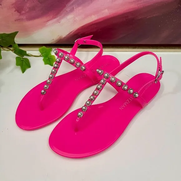Stuart Weitzman Goldie Jelly Sandal in  Pink Size 8