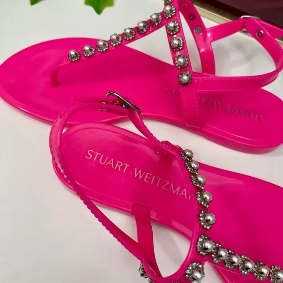 Stuart Weitzman Goldie Jelly Sandal in  Pink Size 8