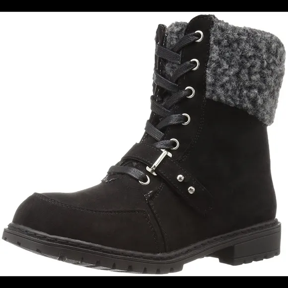 Stuart Weitzman Kids Luge Shearling Black Faux Suede Boots US4