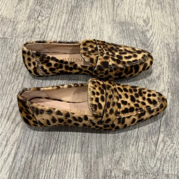Stuart Weitzman leopard Jet calf hair loafers