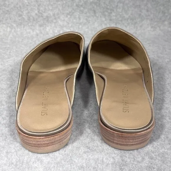 Stuart Weitzman Mulearky Adobe in Satin Slip-On Mules Womens 10 M Taupe Flats