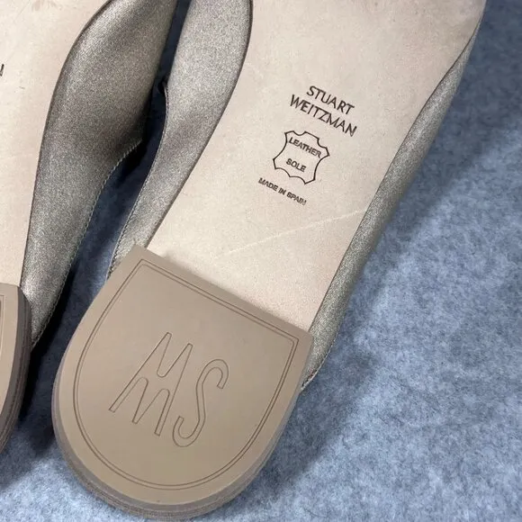 Stuart Weitzman Mulearky Adobe in Satin Slip-On Mules Womens 10 M Taupe Flats