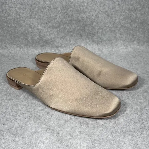 Stuart Weitzman Mulearky Adobe in Satin Slip-On Mules Womens 10 M Taupe Flats