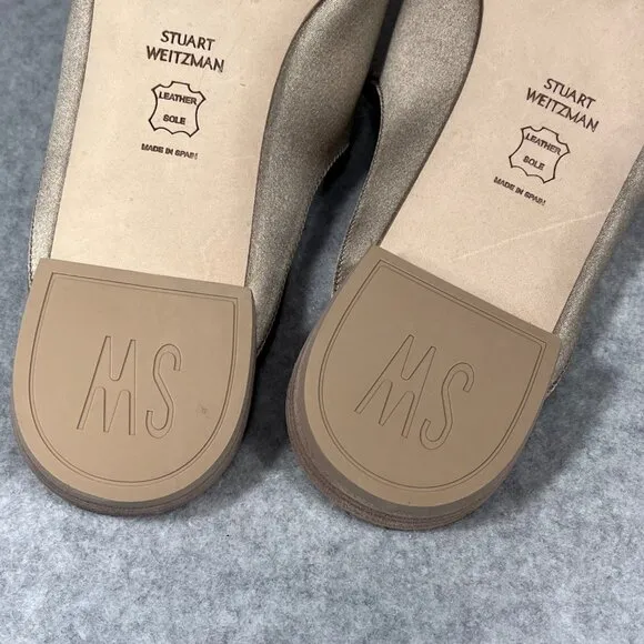 Stuart Weitzman Mulearky Adobe in Satin Slip-On Mules Womens 10 M Taupe Flats