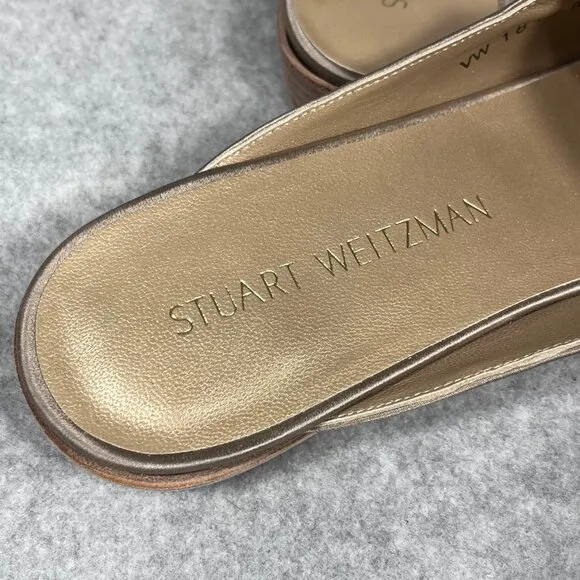 Stuart Weitzman Mulearky Adobe in Satin Slip-On Mules Womens 10 M Taupe Flats