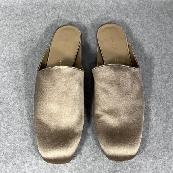 Stuart Weitzman Mulearky Adobe in Satin Slip-On Mules Womens 10 M Taupe Flats