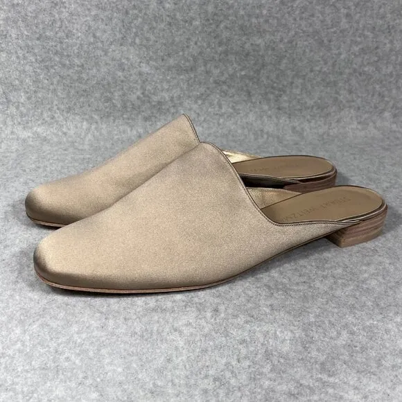 Stuart Weitzman Mulearky Adobe in Satin Slip-On Mules Womens 10 M Taupe Flats