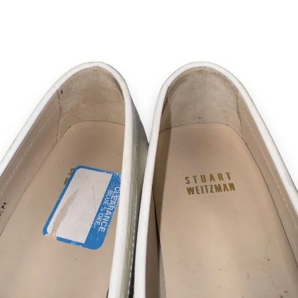 Stuart Weitzman Patient Leather Tassel Loafers White Women's 9.5M