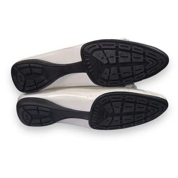 Stuart Weitzman Patient Leather Tassel Loafers White Women's 9.5M