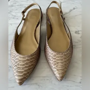 Stuart Weitzman Python Embossed Leather Slingback Flats – Size 8.5 M