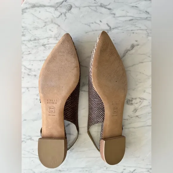 Stuart Weitzman Python Embossed Leather Slingback Flats – Size 8.5 M