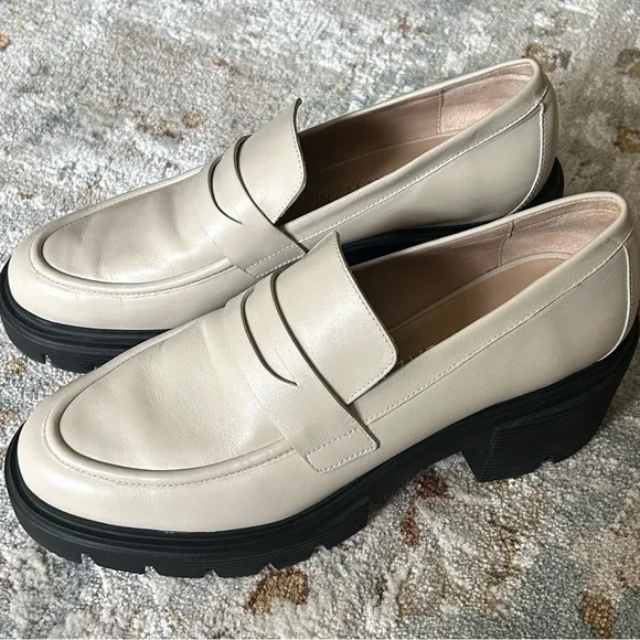 Stuart Weitzman Soho Lug Sole Chunky Heel Loafers Size 9 39.5