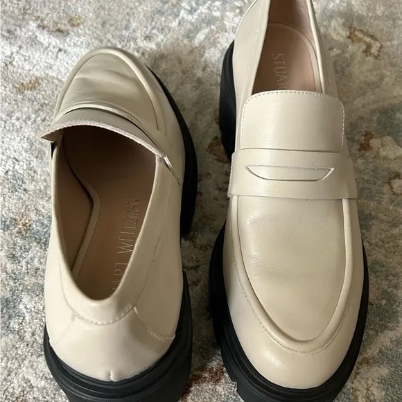 Stuart Weitzman Soho Lug Sole Chunky Heel Loafers Size 9 39.5