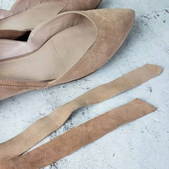 Stuart Weitzman Supersonic Mauve Pink/ Nude Ankle-Wrap Slingback Flat size 8.5M