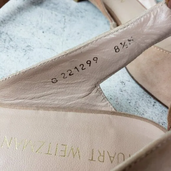 Stuart Weitzman Supersonic Mauve Pink/ Nude Ankle-Wrap Slingback Flat size 8.5M
