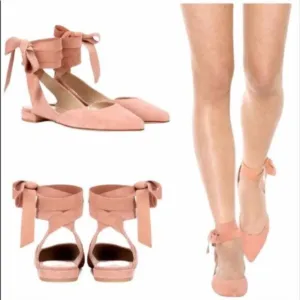 Stuart Weitzman Supersonic Mauve Pink/ Nude Ankle-Wrap Slingback Flat size 8.5M