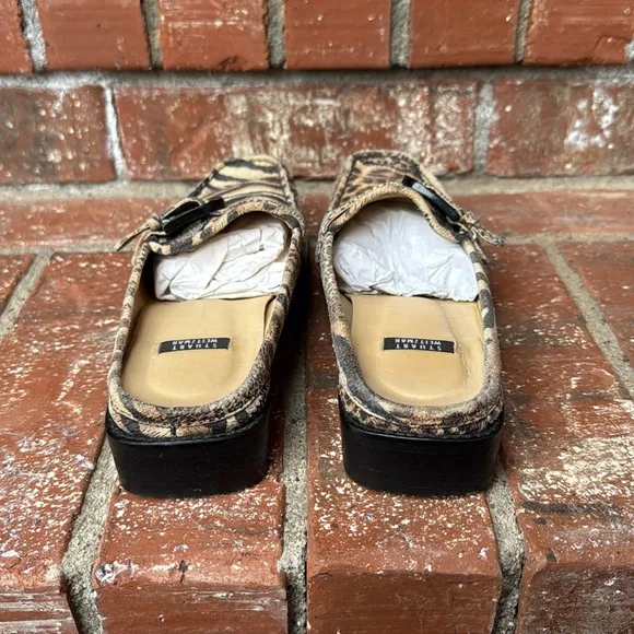 Stuart Weitzman Women's Animal Print Mohair Mules Loafers Size 7.5