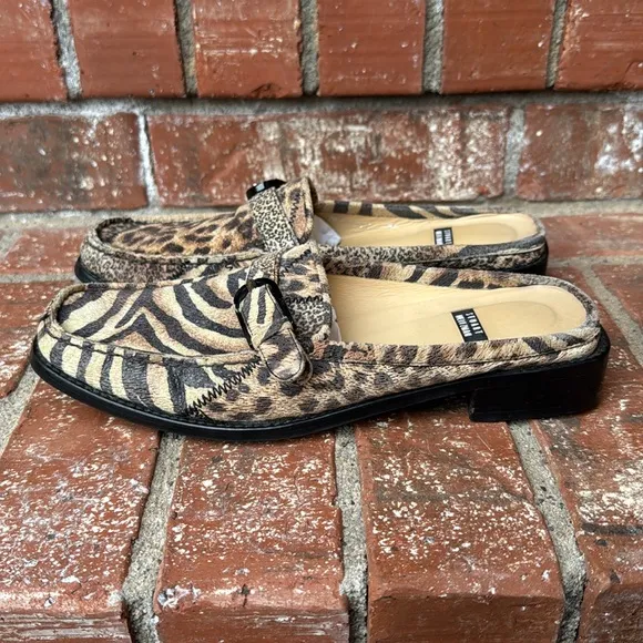 Stuart Weitzman Women's Animal Print Mohair Mules Loafers Size 7.5