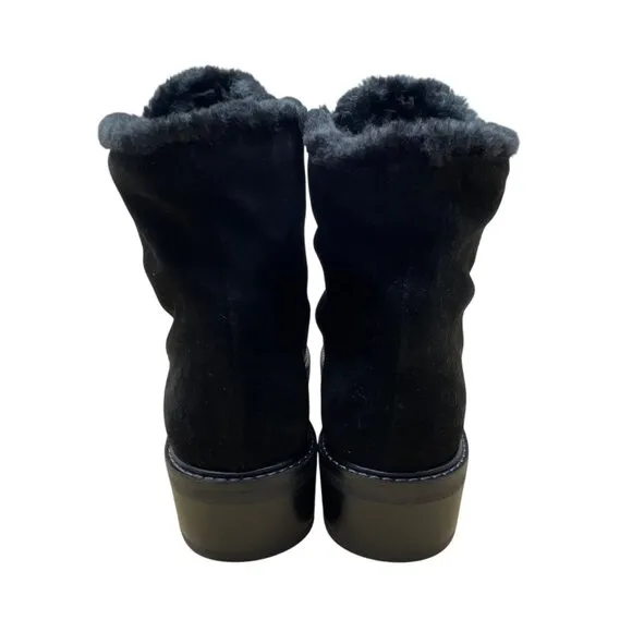 Stuart Weitzman Women’s Black Suede &amp; Shearling Embellished Ankle Boots Sz 10.5M