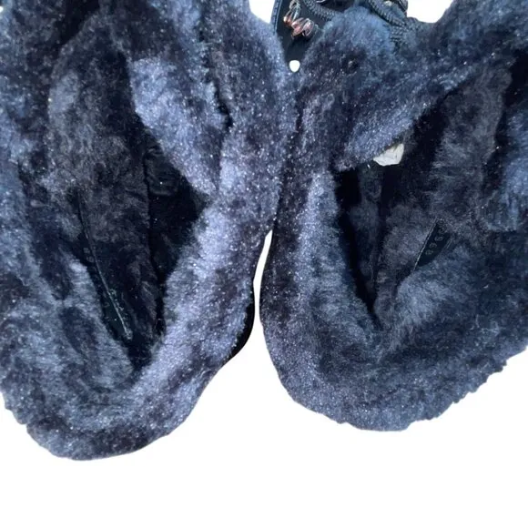 Stuart Weitzman Women’s Black Suede &amp; Shearling Embellished Ankle Boots Sz 10.5M