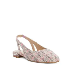 STUART WEITZMAN Womens Pink Plaid Slingback Pearl Block Heel Slip On Flats 6 B