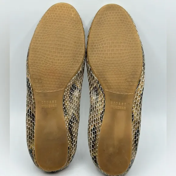 Stuart Weitzman Women's Snakeskin Ballet Flats Almond Toe Shoes Size 8.5