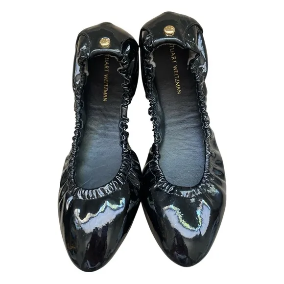 STUART WEITZMANGabby Scrunched Patent Leather Ballet Flats Sz 6