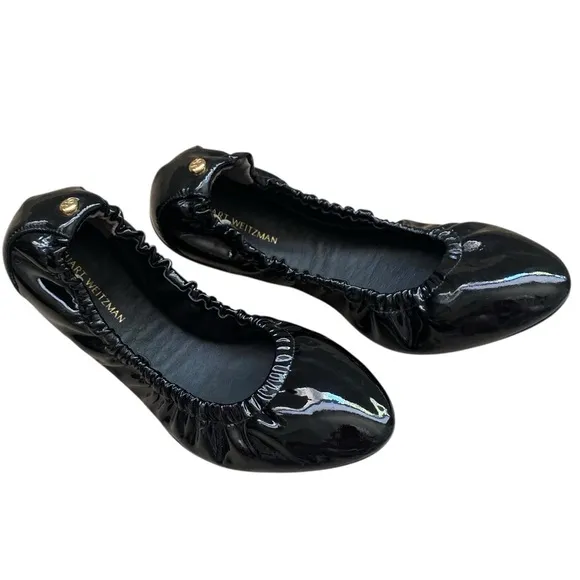 STUART WEITZMANGabby Scrunched Patent Leather Ballet Flats Sz 6