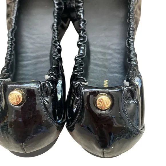 STUART WEITZMANGabby Scrunched Patent Leather Ballet Flats Sz 6