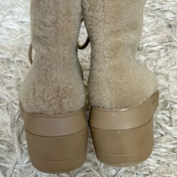 Stuart Weitzman Nisha Chill Shearling Lace Up Ankle Combat Boots size 9 Wide