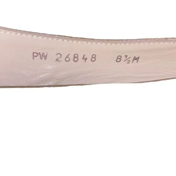 Stuart Weitzman Peek a Boo Open Toe Metallic Patent Leather Flats Size 8.5