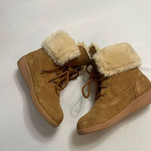 Style &amp; Company Brown Suede Shearling Boots Size 8 M New