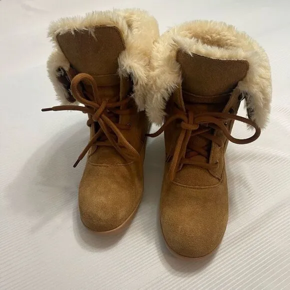 Style &amp; Company Brown Suede Shearling Boots Size 8 M New