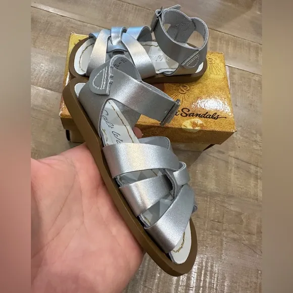 Sun salt Water metallic silver kids baby girls sandals shoes NIB