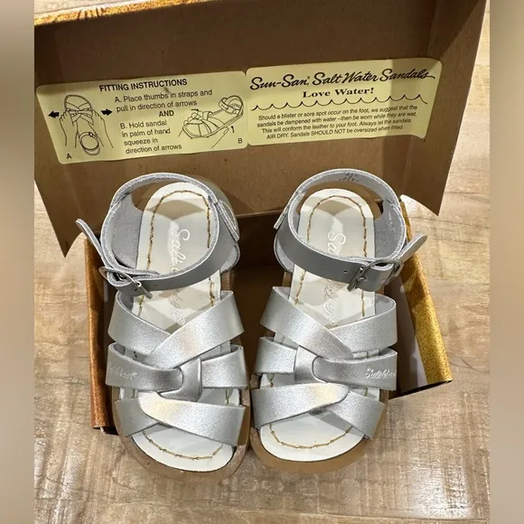 Sun salt Water metallic silver kids baby girls sandals shoes NIB