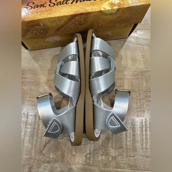 Sun salt Water metallic silver kids baby girls sandals shoes NIB