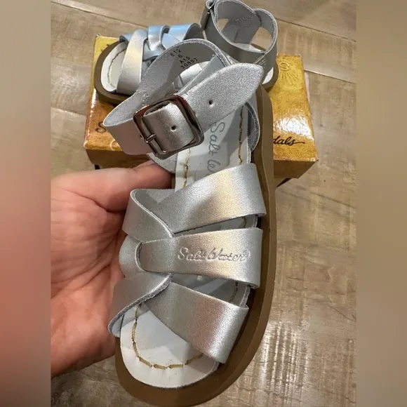 Sun salt Water metallic silver kids baby girls sandals shoes NIB