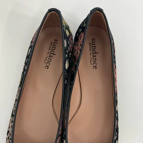Sundance Marais black floral velvet flats